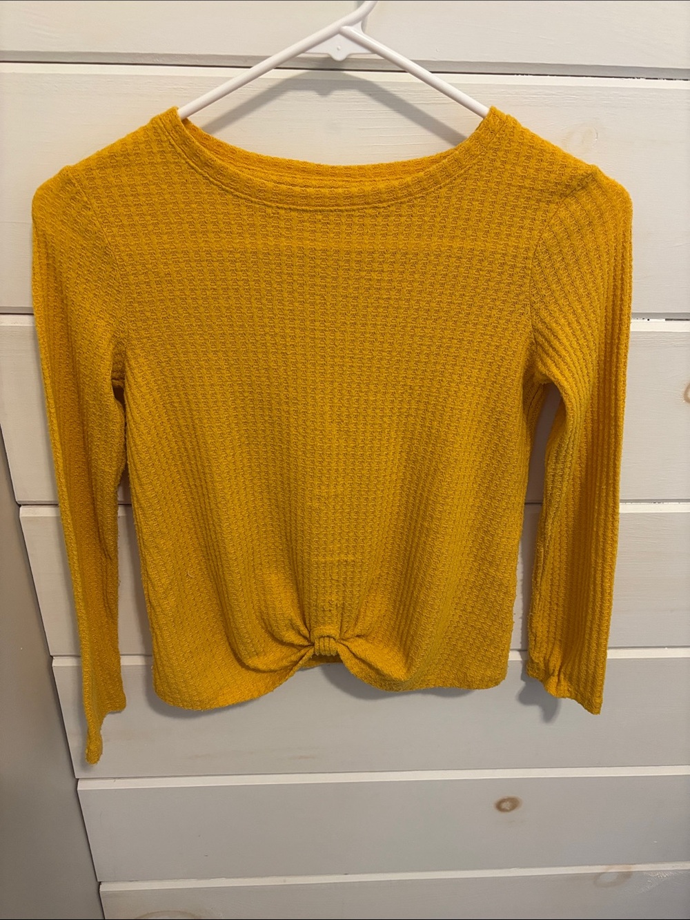 Cat & Jack Yellow Waffle-Knit Long Sleeve Top